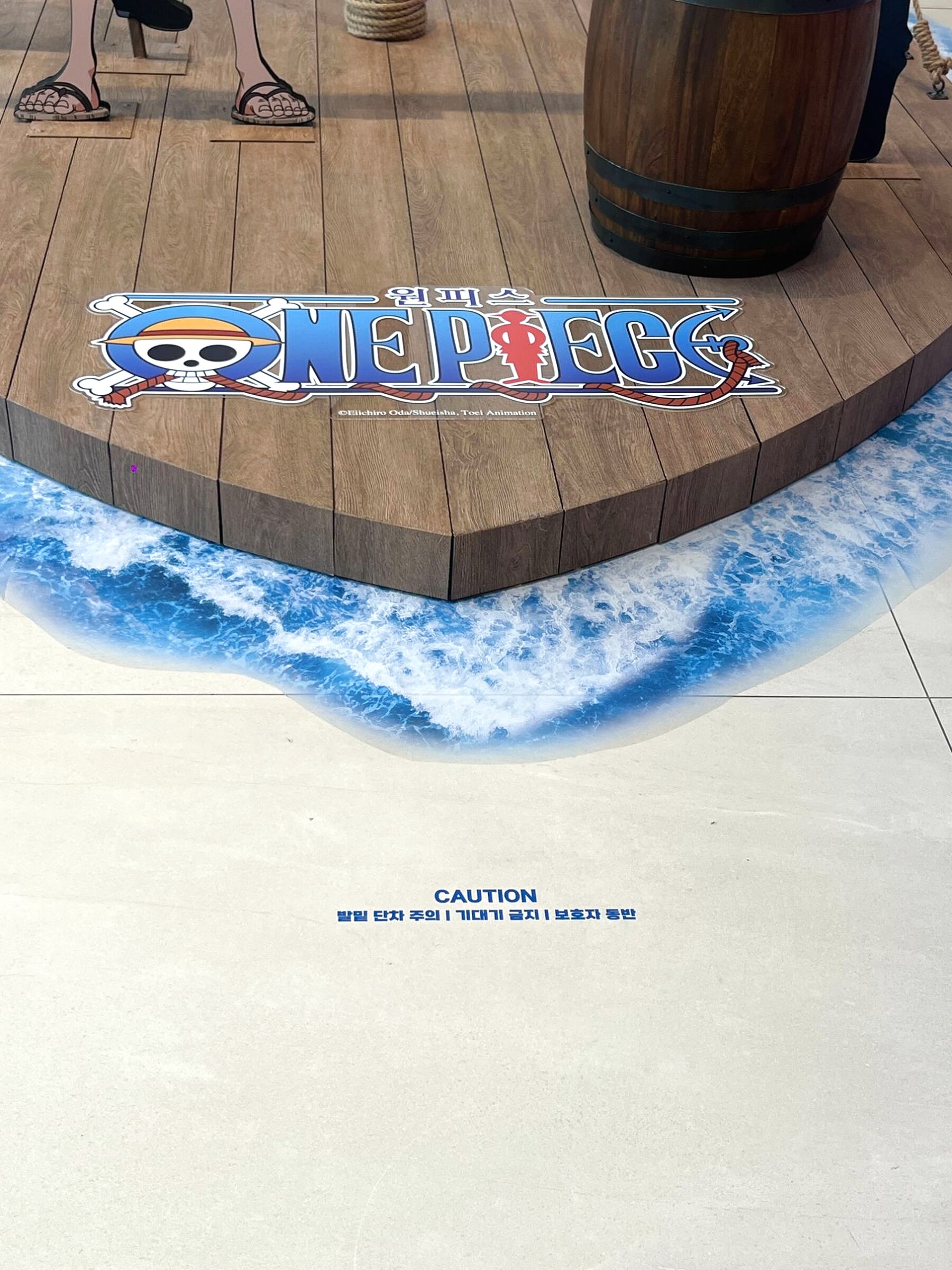 Bow floor graphic with the One Piece logo over the sea sheet